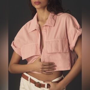 NWT Anthropologie Pilcro Short-Sleeve Cropped Boxy Top size XS